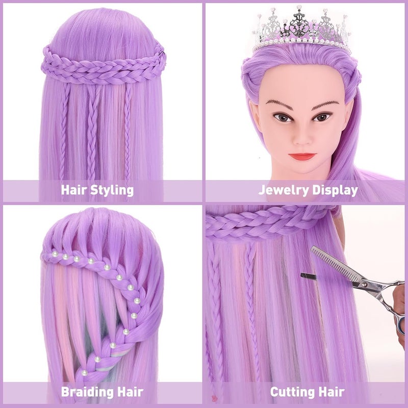 TopDirect Mannequin Head, 29" Hair Mannequin with Cosmetology Hair Doll Head to Practice on Styling Hairdressing Training Braiding with Clamp Holder & Tools for Women Girls - Image 2